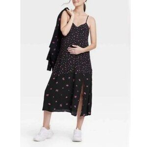 The Nines By Hatch Patchwork Slit Floral Dress in Black Combo